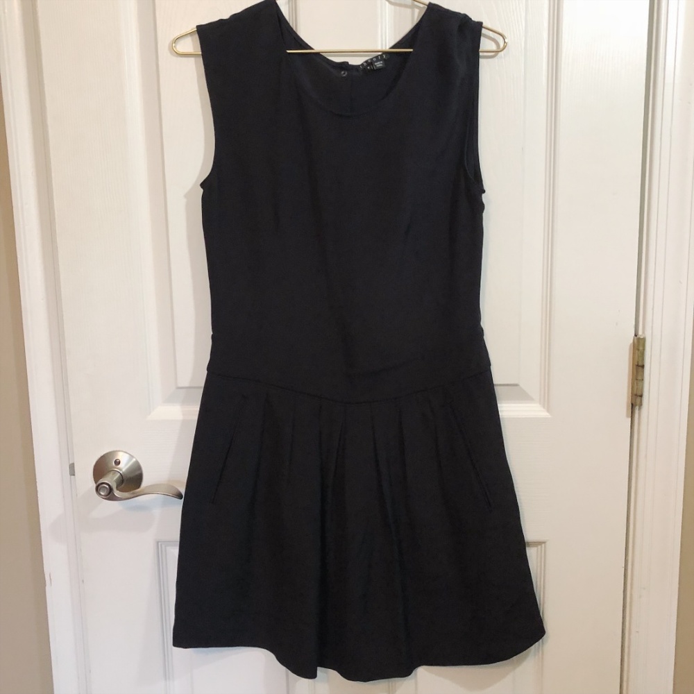 Theory Little Black Silk Mini Pleated Dress